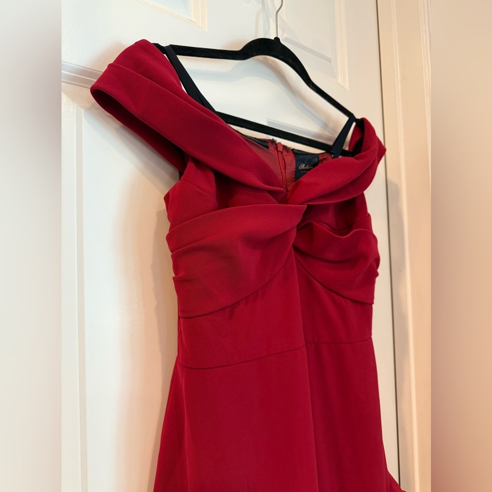Shoshanna Wells Red Gown off the shoulder  Dress - Picture 6 of 12